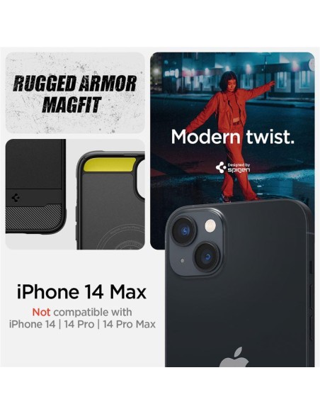 Spigen Rugged Armor Mag dėklas su MagSafe iPhone 14 Plus - matinė juoda