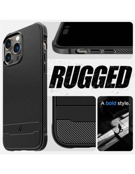 Spigen Rugged Armor Mag dėklas su MagSafe iPhone 14 Pro - matinė juoda