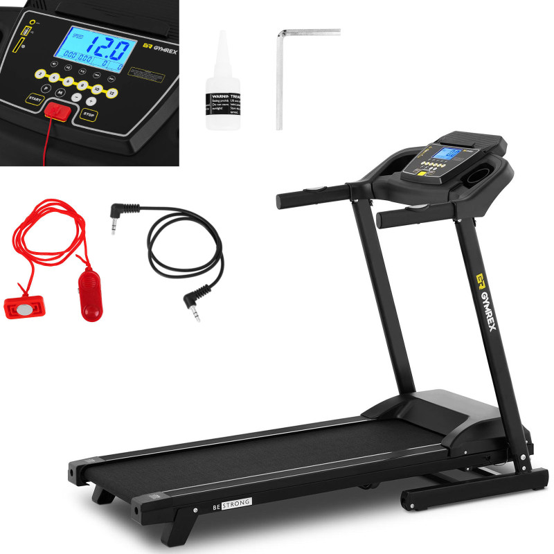 Elektrinis bėgimo takelis Gymrex LCD SD/USB/MP3 120 kg 12 km/val.