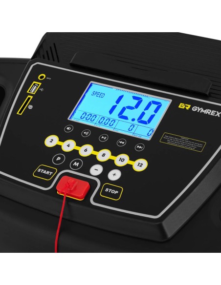 Elektrinis bėgimo takelis Gymrex LCD SD/USB/MP3 120 kg 12 km/val.