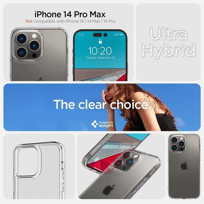 Spigen Ultra Hybrid dėklas iPhone 14 Pro Max - matinis-permatomas