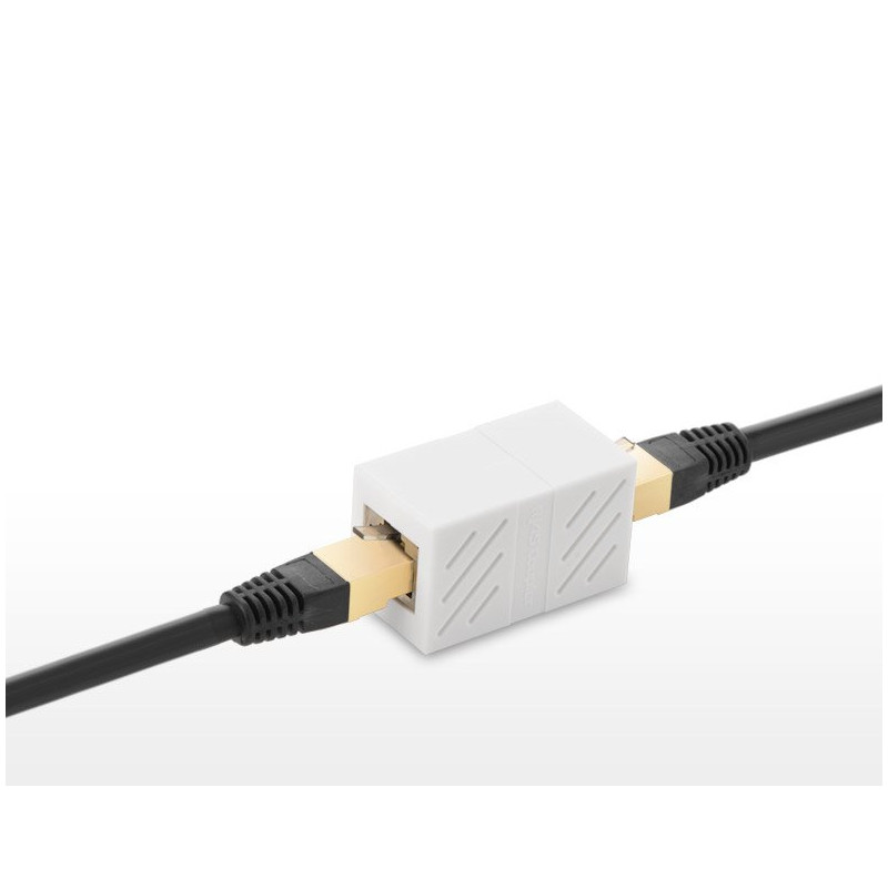 RJ45 susukto tinklo kabelio jungtis balta