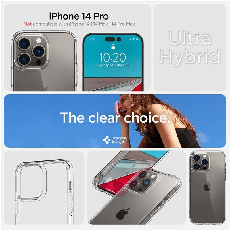 Spigen Ultra Hybrid dėklas iPhone 14 Pro - skaidrus