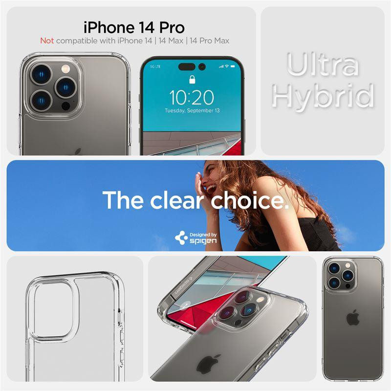 Spigen Ultra Hybrid dėklas iPhone 14 Pro - matinis ir skaidrus