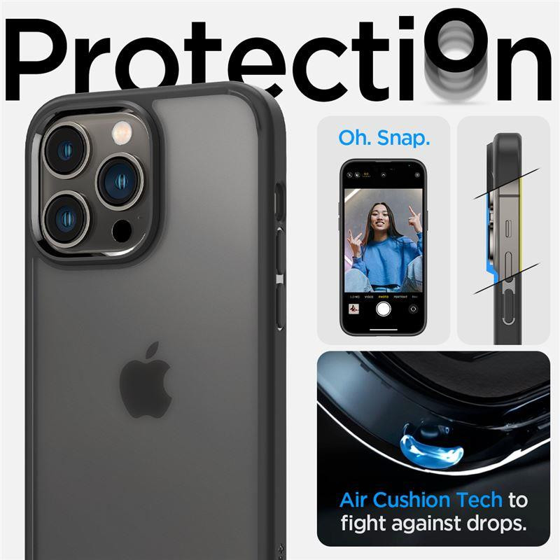 Spigen Ultra Hybrid dėklas iPhone 14 Pro - matinės juodos spalvos Spigen Ultra Hybrid dėklas iPhone 14 Pro - matinės juodos spalvos