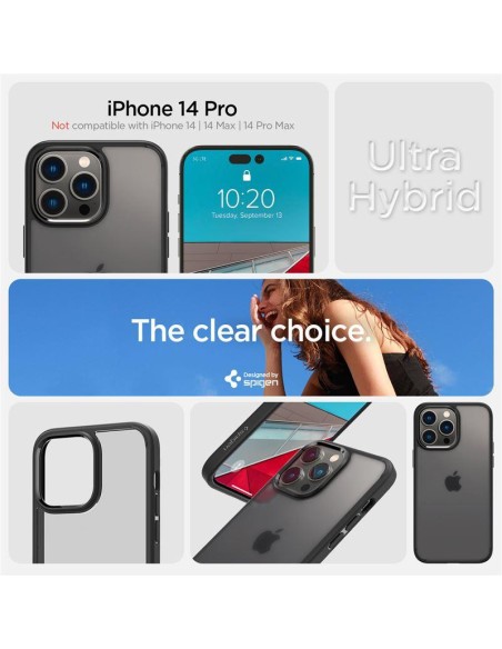 Spigen Ultra Hybrid dėklas iPhone 14 Pro - matinės juodos spalvos Spigen Ultra Hybrid dėklas iPhone 14 Pro - matinės juodos spalvos