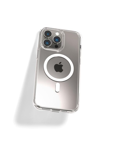 Spigen Ultra Hybrid Mag Dėklas su MagSafe, skirtas iPhone 14 Pro – skaidrus ir baltas Spigen Ultra Hybrid Mag Dėklas su MagSafe, skirtas iPhone 14 Pro – skaidrus ir baltas