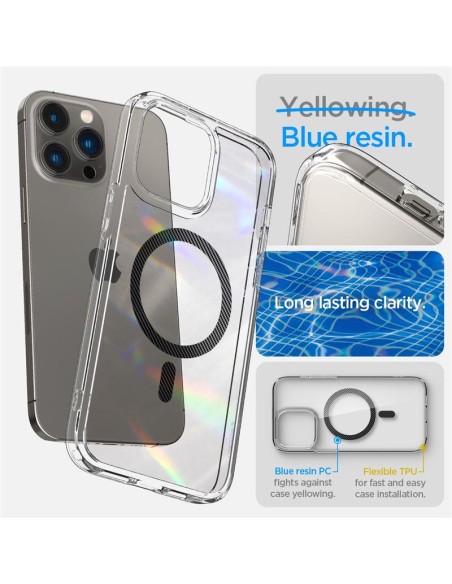 Spigen Ultra Hybrid Mag Dėklas su MagSafe, skirtas iPhone 14 Pro – skaidri pilka