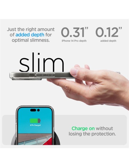 Spigen Ultra Hybrid Mag Dėklas su MagSafe, skirtas iPhone 14 Pro – skaidri pilka