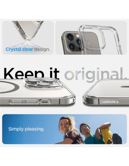 Spigen Ultra Hybrid Mag Dėklas su MagSafe, skirtas iPhone 14 Pro – skaidri pilka