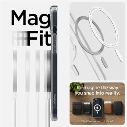 Spigen Ultra Hybrid Mag dėklas su MagSafe iPhone 14 - skaidrus ir baltas