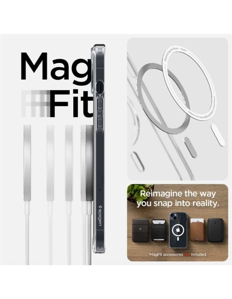Spigen Ultra Hybrid Mag dėklas su MagSafe iPhone 14 - skaidrus ir baltas Spigen Ultra Hybrid Mag dėklas su MagSafe iPhone 14 - skaidrus ir baltas
