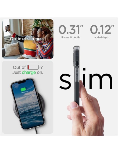 Spigen Ultra Hybrid Mag dėklas su MagSafe iPhone 14 - skaidrus ir baltas Spigen Ultra Hybrid Mag dėklas su MagSafe iPhone 14 - skaidrus ir baltas