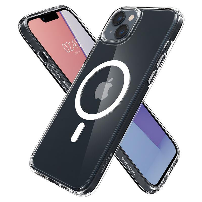 Spigen Ultra Hybrid Mag dėklas su MagSafe iPhone 14 - skaidrus ir baltas