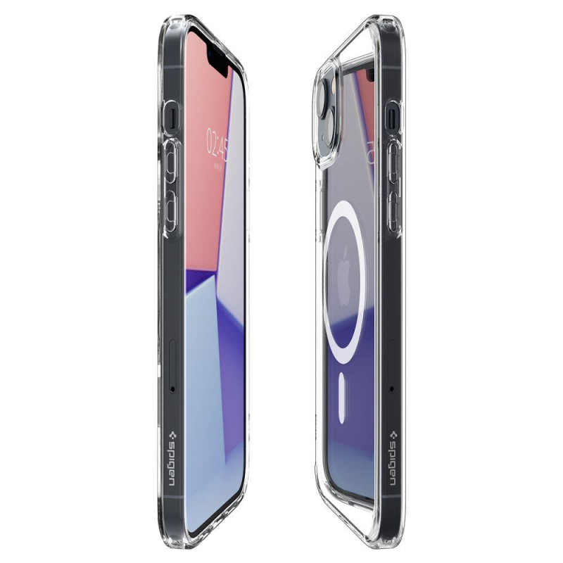 Spigen Ultra Hybrid Mag dėklas su MagSafe iPhone 14 - skaidrus ir baltas