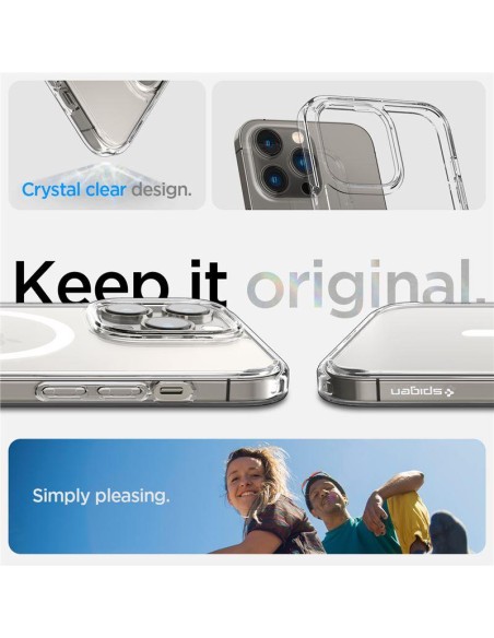 Spigen Ultra Hybrid Mag Dėklas su MagSafe, skirtas iPhone 14 Pro Max – skaidrus ir baltas Spigen Ultra Hybrid Mag Dėklas su MagSafe, skirtas iPhone 14 Pro Max – skaidrus ir baltas