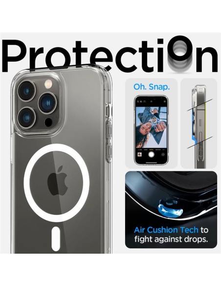Spigen Ultra Hybrid Mag Dėklas su MagSafe, skirtas iPhone 14 Pro Max – skaidrus ir baltas Spigen Ultra Hybrid Mag Dėklas su MagSafe, skirtas iPhone 14 Pro Max – skaidrus ir baltas