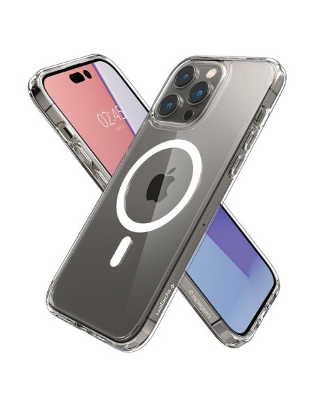 Spigen Ultra Hybrid Mag Dėklas su MagSafe, skirtas iPhone 14 Pro Max – skaidrus ir baltas Spigen Ultra Hybrid Mag Dėklas su MagSafe, skirtas iPhone 14 Pro Max – skaidrus ir baltas