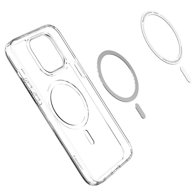 Spigen Ultra Hybrid Mag Dėklas su MagSafe, skirtas iPhone 14 Pro Max – skaidrus ir baltas