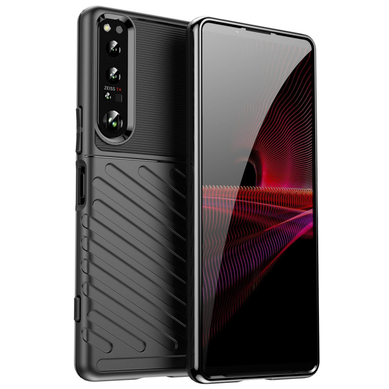 „Thunder“ dėklas „Sony Xperia 5 IV“ silikoninis šarvuotas dangtelis, juodas