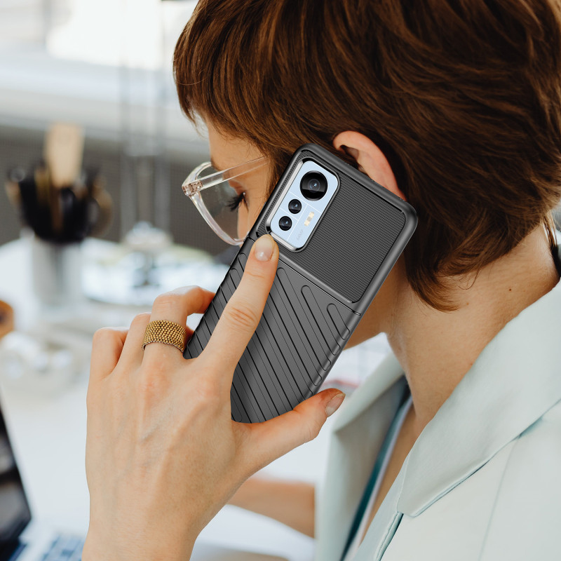Thunder Case Xiaomi 12 Lite silikoninis šarvuotas dangtelis juodas