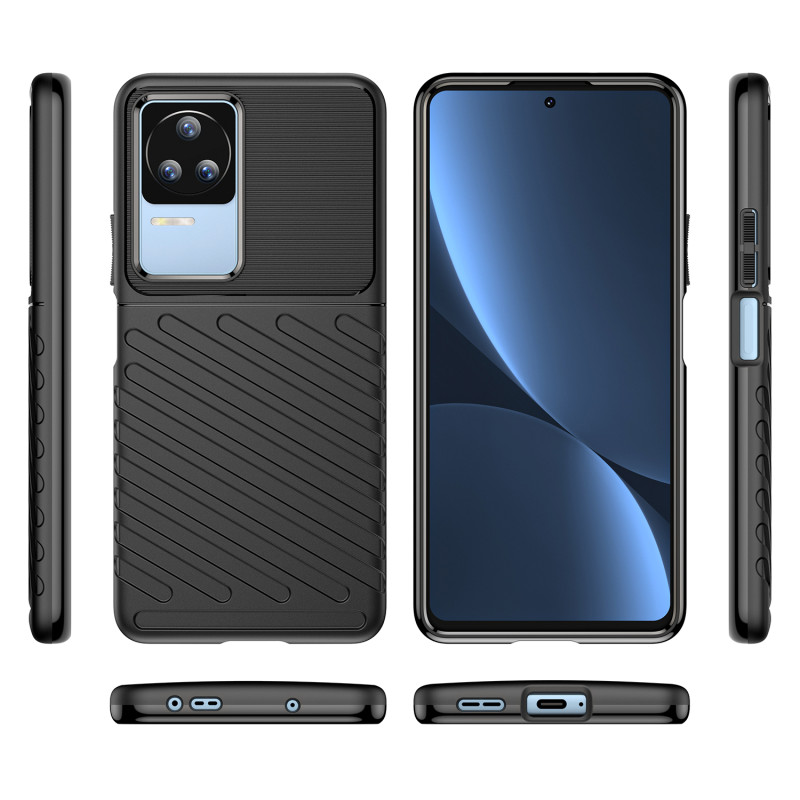 „Thunder Case Xiaomi Poco F4 5G“ silikoninis šarvuotas dangtelis juodas