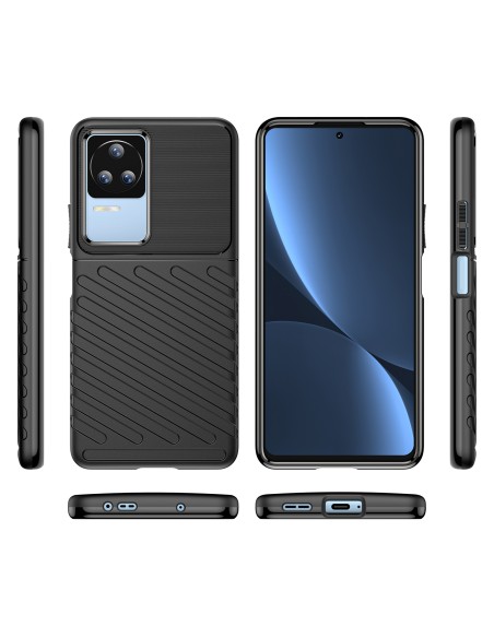 „Thunder Case Xiaomi Poco F4 5G“ silikoninis šarvuotas dangtelis juodas „Thunder Case Xiaomi Poco F4 5G“ silikoninis šarvuotas dangtelis juodas