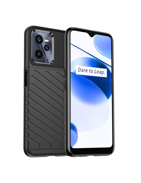 „Thunder Case Realme C35“ silikoninis šarvuotas dangtelis, juodas