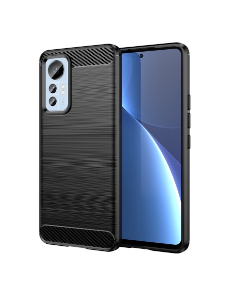 Carbon Case Xiaomi 12 Lite lankstus silikoninis anglies dangtelis juodas