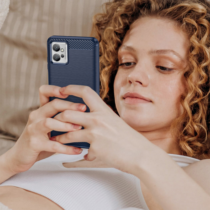 Anglies dėklas Xiaomi Poco F4 5G lankstus silikoninis anglies dangtelis mėlynas