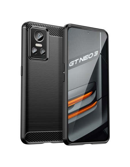 Anglies dėklas, skirtas Realme GT Neo 3 lankstus silikoninis anglies dangtelis, juodas