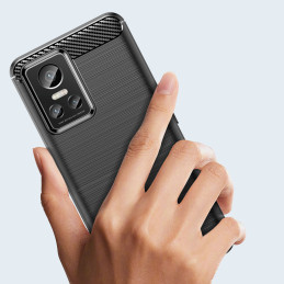 Anglies dėklas, skirtas Realme GT Neo 3 lankstus silikoninis anglies dangtelis, juodas