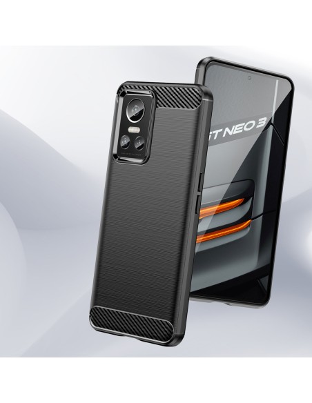 Anglies dėklas, skirtas Realme GT Neo 3 lankstus silikoninis anglies dangtelis, juodas
