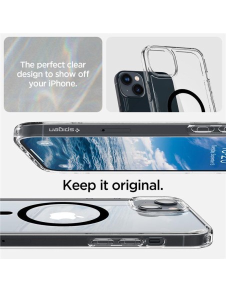 Spigen Ultra Hybrid Mag Dėklas su MagSafe, skirtas iPhone 14 Plus – skaidrus ir juodas Spigen Ultra Hybrid Mag Dėklas su MagSafe, skirtas iPhone 14 Plus – skaidrus ir juodas