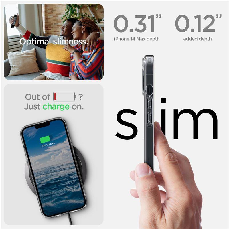 Spigen Ultra Hybrid Mag Dėklas su MagSafe, skirtas iPhone 14 Plus – skaidrus ir juodas