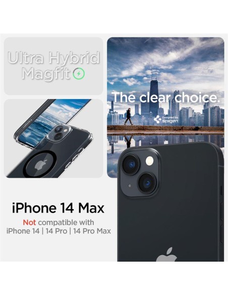 Spigen Ultra Hybrid Mag Dėklas su MagSafe, skirtas iPhone 14 Plus – skaidrus ir juodas Spigen Ultra Hybrid Mag Dėklas su MagSafe, skirtas iPhone 14 Plus – skaidrus ir juodas