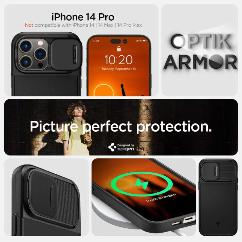 Spigen Optik Armor Mag dėklas su MagSafe iPhone 14 Pro - juodas