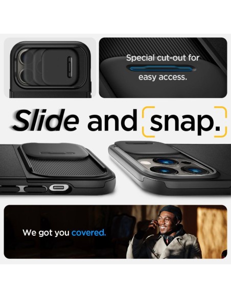Spigen Optik Armor Mag dėklas su MagSafe iPhone 14 Pro - juodas Spigen Optik Armor Mag dėklas su MagSafe iPhone 14 Pro - juodas