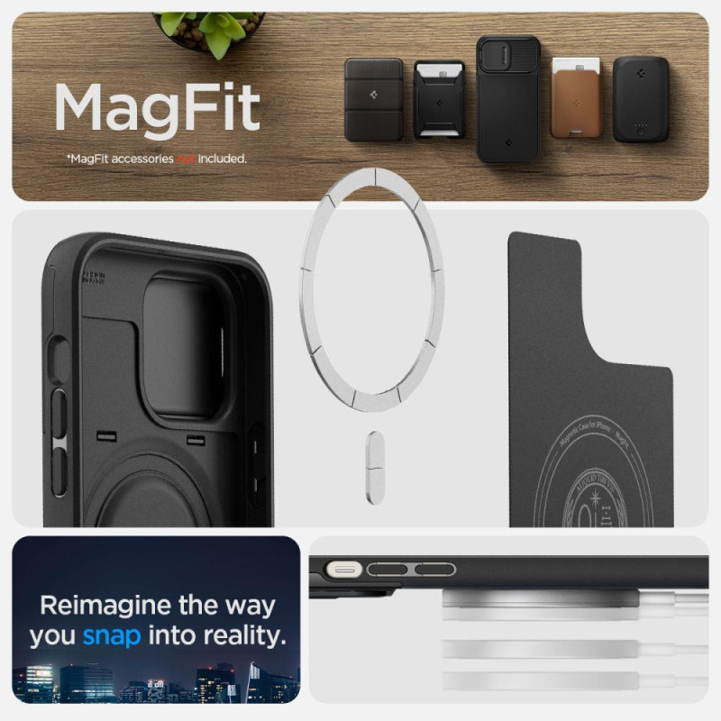 Spigen Optik Armor Mag dėklas su MagSafe iPhone 14 Pro - juodas