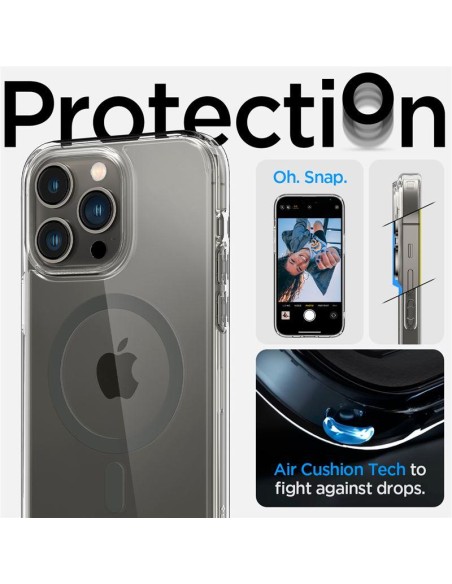 Spigen Ultra Hybrid Mag dėklas su MagSafe, skirtas iPhone 14 Pro - skaidrus ir grafitas Spigen Ultra Hybrid Mag dėklas su MagSafe, skirtas iPhone 14 Pro - skaidrus ir grafitas