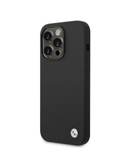 BMW Silicone Metal Logo dėklas iPhone 14 Pro Max - juodas BMW Silicone Metal Logo dėklas iPhone 14 Pro Max - juodas