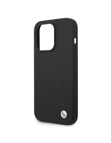 BMW Silicone Metal Logo dėklas iPhone 14 Pro Max - juodas BMW Silicone Metal Logo dėklas iPhone 14 Pro Max - juodas