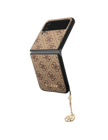 Guess GUHCZF4GF4GBR F721 Z Flip 4 rudas/ rudas kietas dėklas 4G Charms Collection