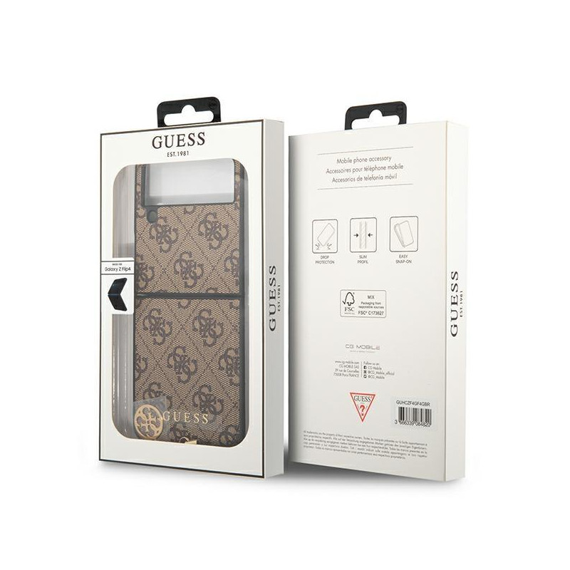 Guess GUHCZF4GF4GBR F721 Z Flip 4 rudas/ rudas kietas dėklas 4G Charms Collection