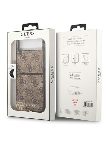 Guess GUHCZF4GF4GBR F721 Z Flip 4 rudas/ rudas kietas dėklas 4G Charms Collection