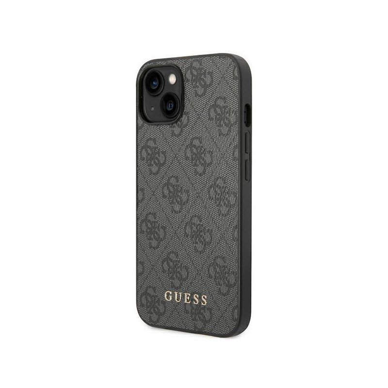 Guess 4G Metal Gold Logo dėklas iPhone 14 - pilkas