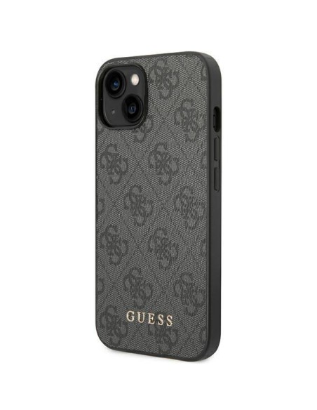 Guess 4G Metal Gold Logo dėklas iPhone 14 - pilkas Guess 4G Metal Gold Logo dėklas iPhone 14 - pilkas
