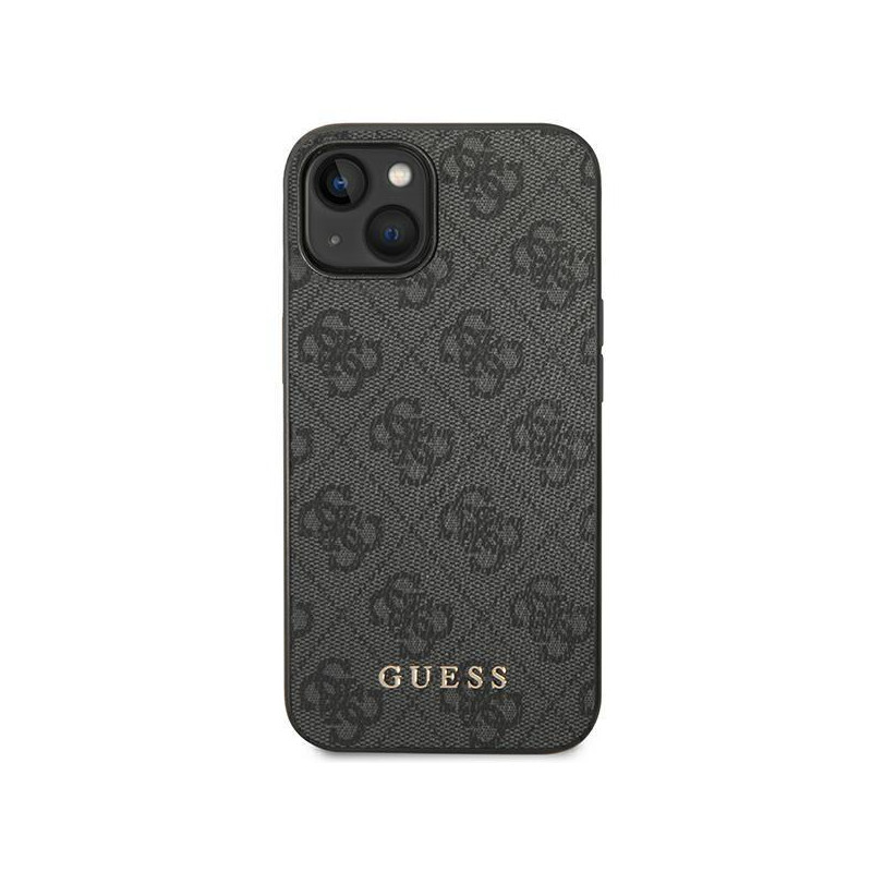 Guess 4G Metal Gold Logo dėklas iPhone 14 - pilkas