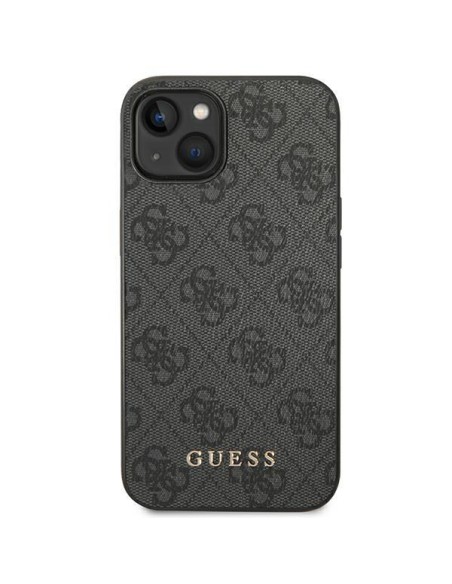 Guess 4G Metal Gold Logo dėklas iPhone 14 - pilkas Guess 4G Metal Gold Logo dėklas iPhone 14 - pilkas