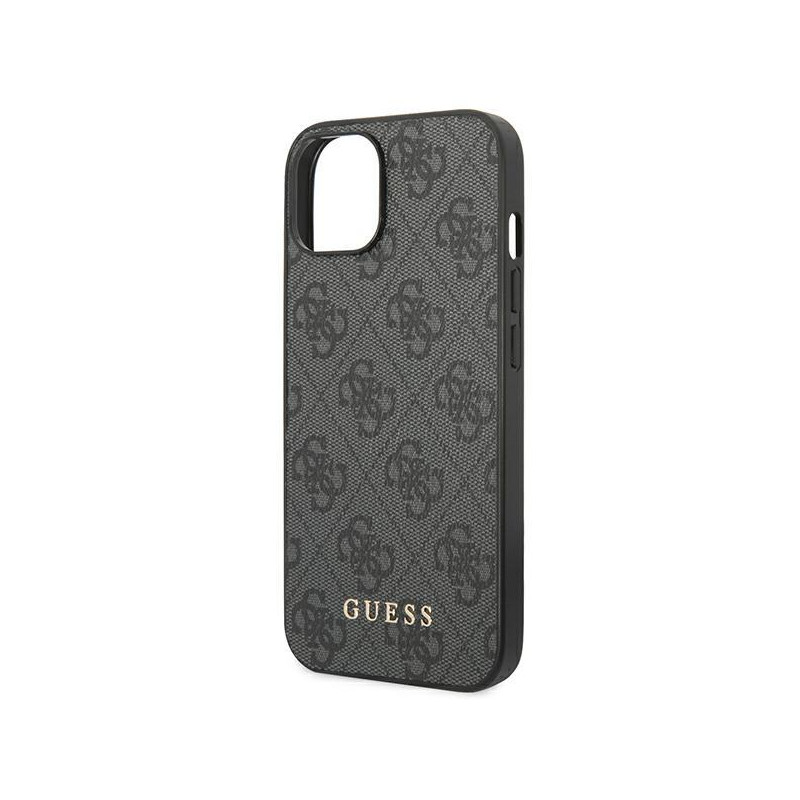 Guess 4G Metal Gold Logo dėklas iPhone 14 - pilkas